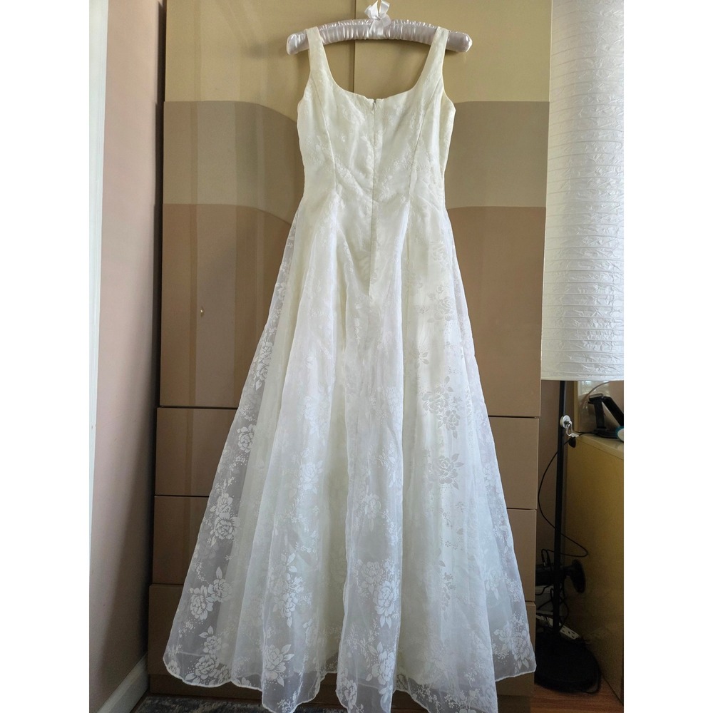Vintage Jessica McClintock Gunne Sax Ivory Floral Formal Gown Size 5